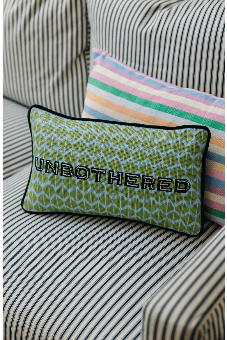 Unbothered Needlepoint Pillow, Alternate, color, Unbothered