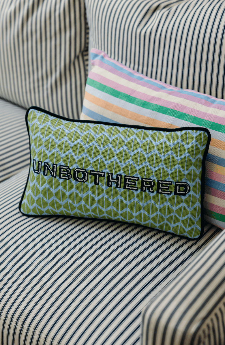 Furbish Studio Unbothered Needlepoint Pillow, Alternate, color, Unbothered