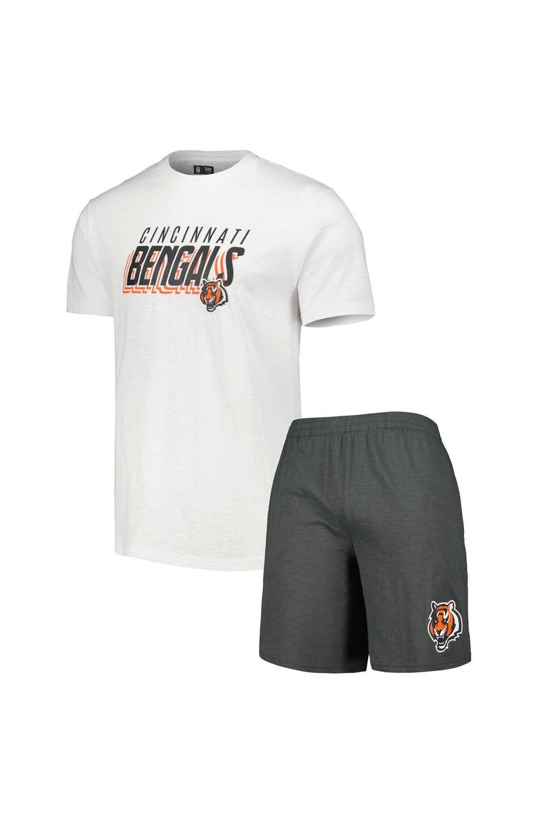 CONCEPTS SPORT Men's Concepts Sport Charcoal/White Cincinnati Bengals Downfield T-Shirt & Shorts Sleep Set, Main, color,