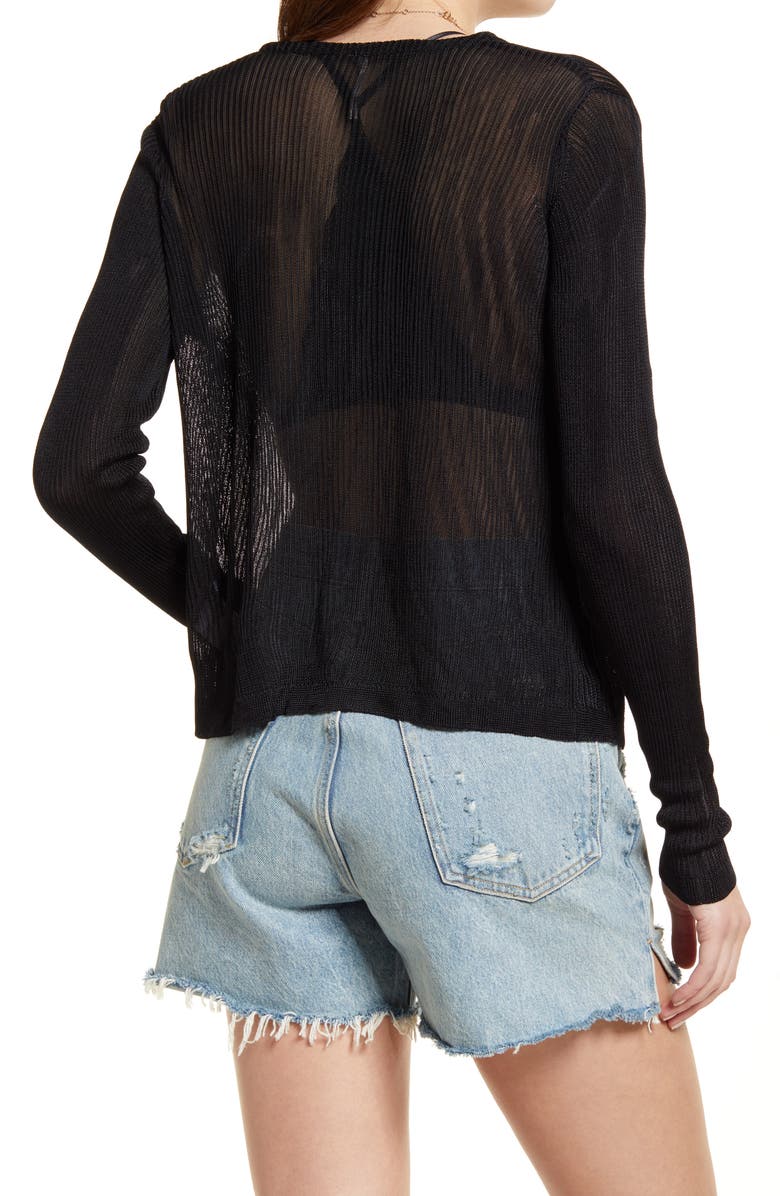 Free People Marlena Ribbed Tie Front Cardigan Top, Alternate, color,