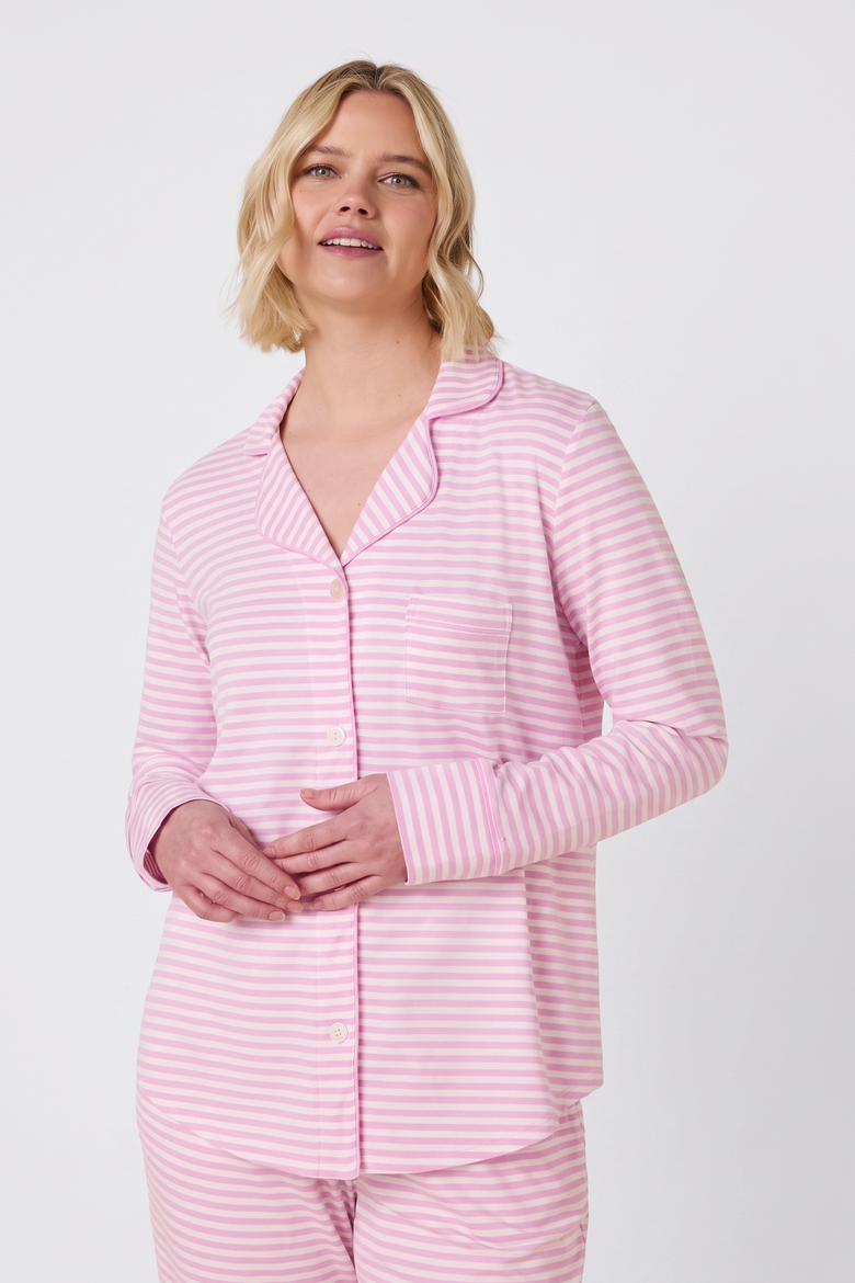 Pima Knit Pajama Set, Alternate, color, Essential Stripe Pink Moment