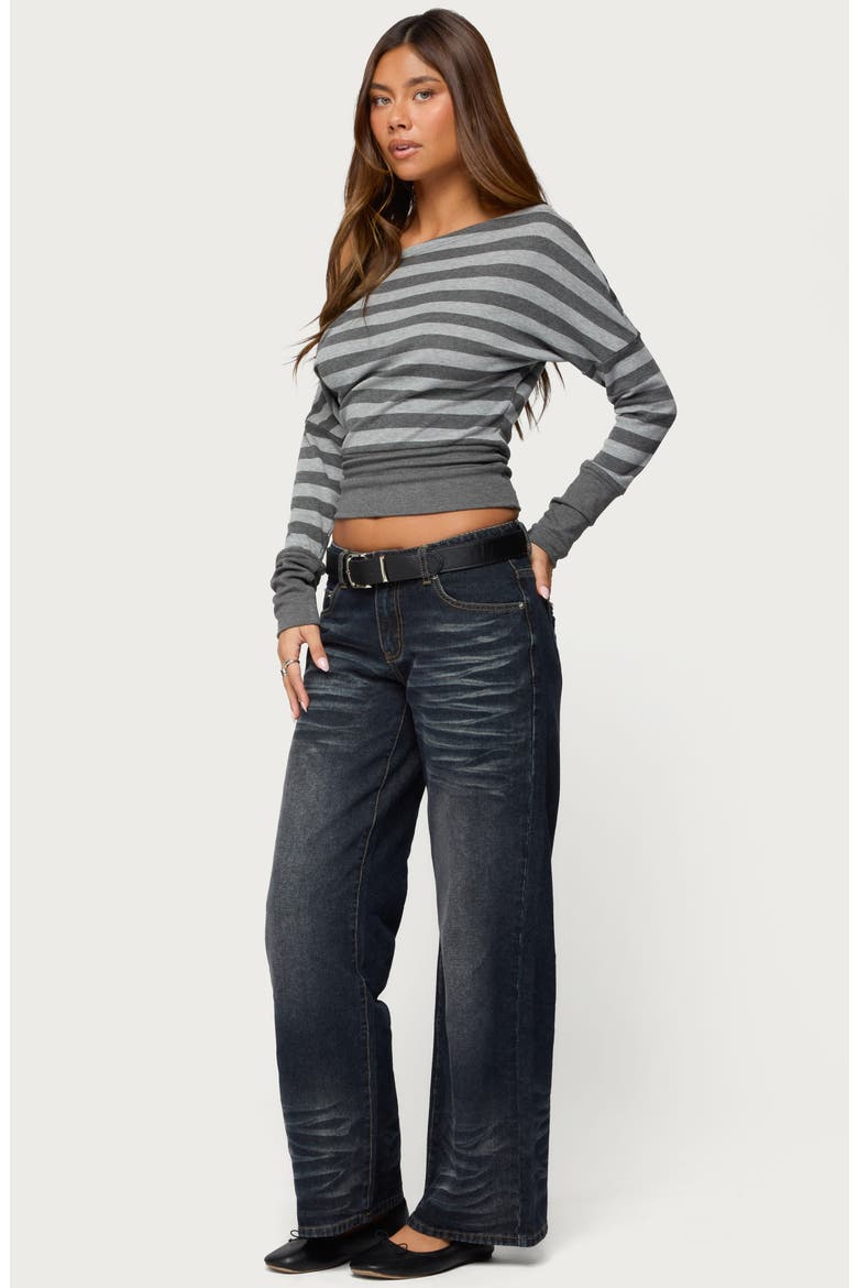 Marniee Stripe One-Shoulder Top, Alternate, color, DARK GRAY MELANGE
