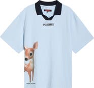 PLEASURES Pet Pinstripe Graphic Cotton Polo