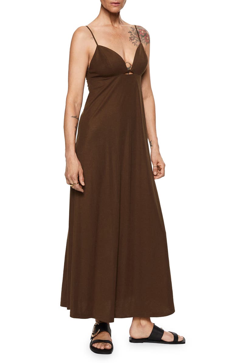 MANGO Slit Cutout Maxi Dress, Main, color, 