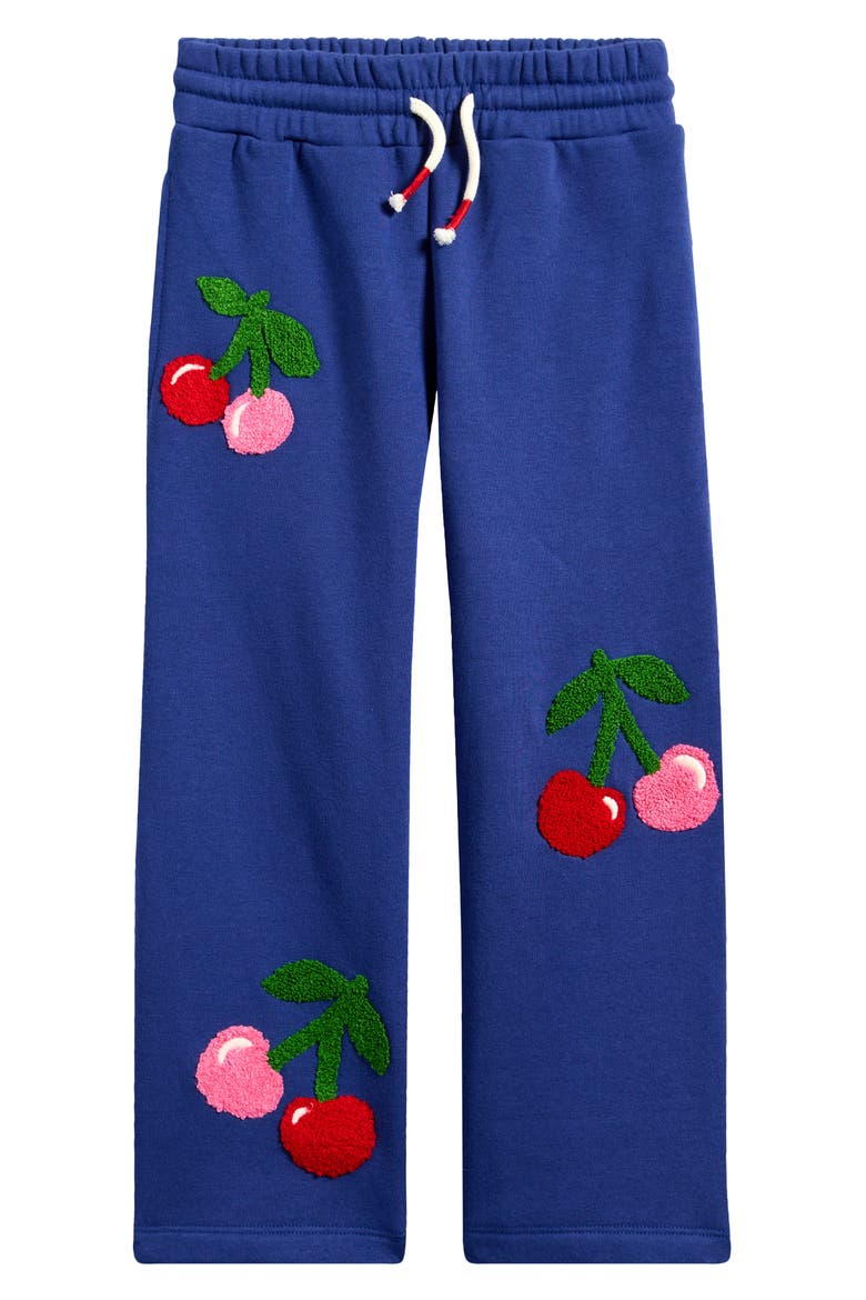 Kids' Cherry Appliqué Wide Leg Graphic Sweatpants, Main, color, STARBOARD BLUE CHERRIES