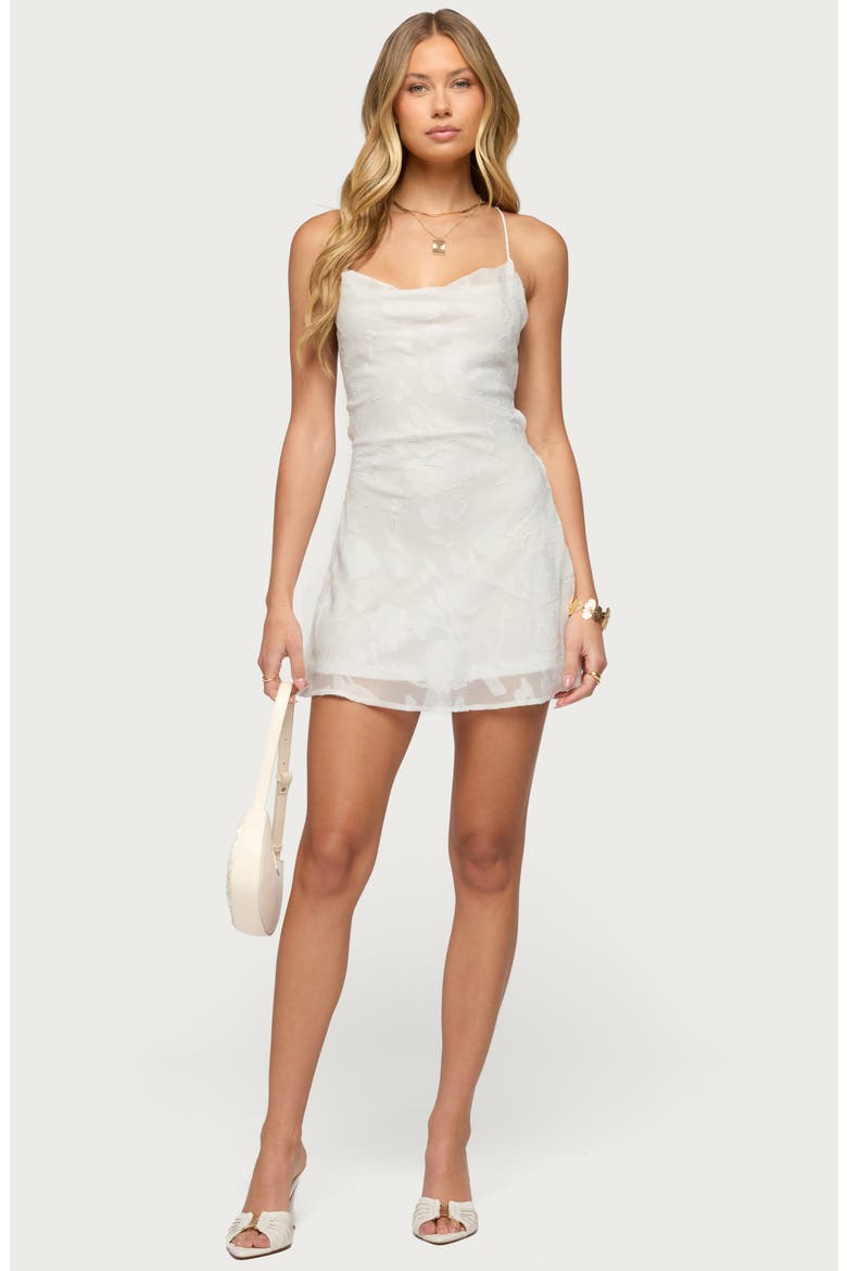Velvet Burnout Floral Minidress, Alternate, color, WHITE