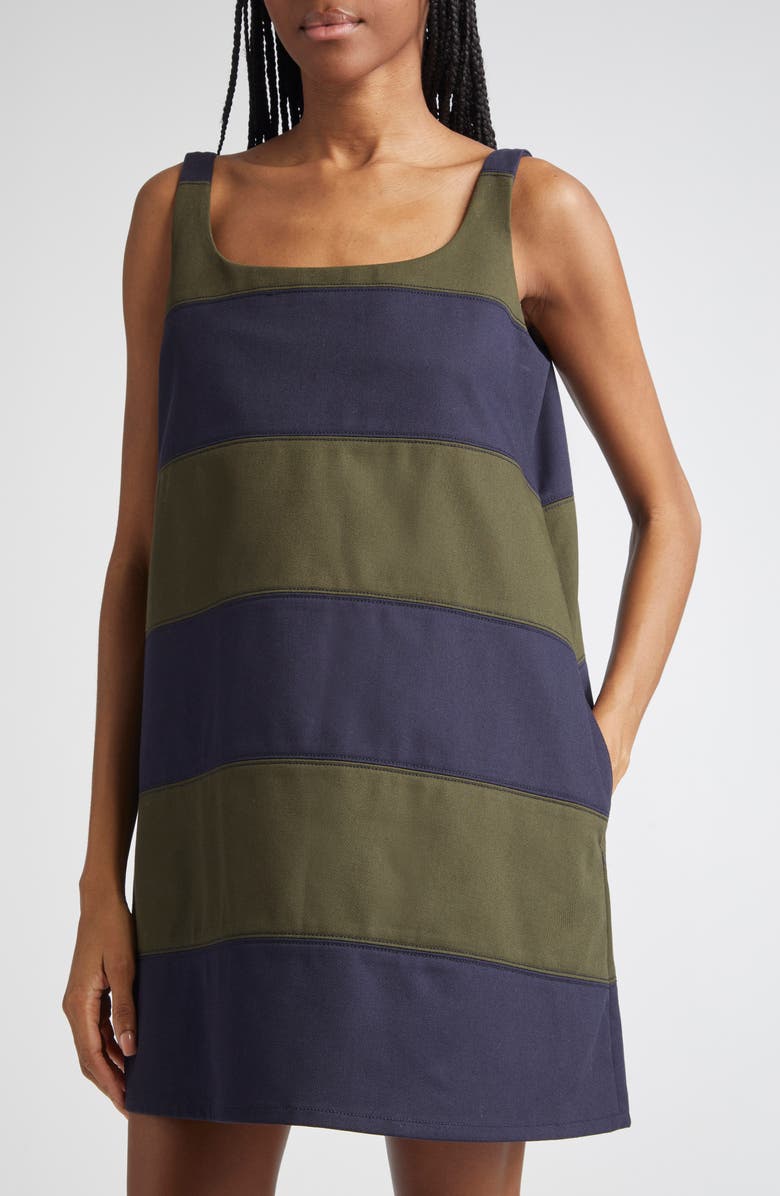K.NGSLEY Gender Inclusive Zuri Panel Tank Dress, Alternate, color, Navy/ Dark Olive