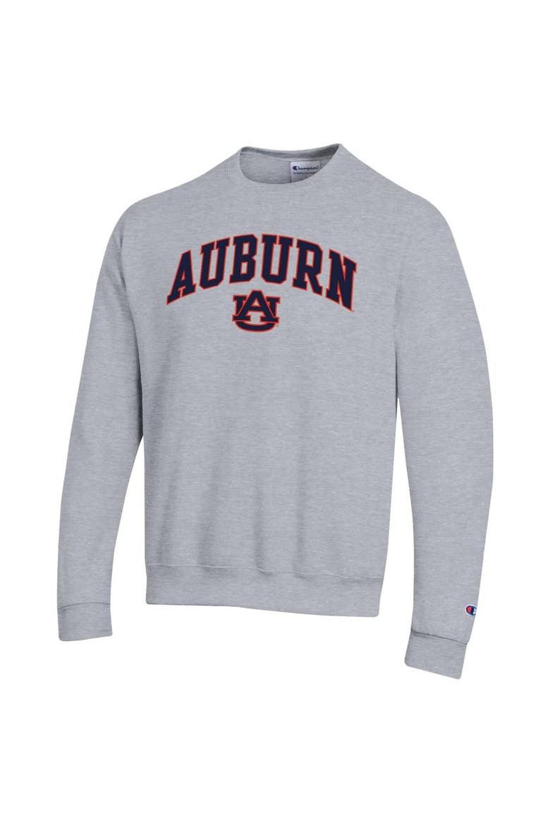 Men's Champion  Heather Gray Auburn Tigers Basic Arch Fleece Pullover Sweatshirt, Alternate, color, Heather Gray