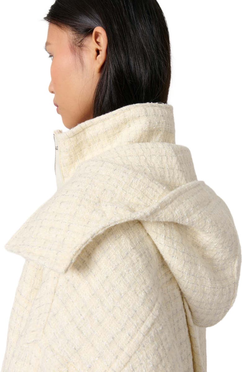 maje Tweed down jacket, Alternate, color, Ecru