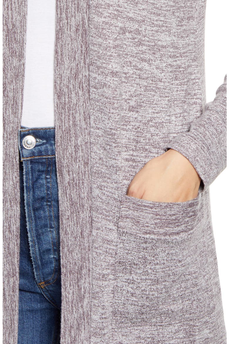 Knit Open Front Cardigan, Alternate, color, LAVENDER GREY