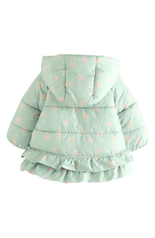 Next Kids' Floral Print Ruffle Hem Puffer Jacket In Multi