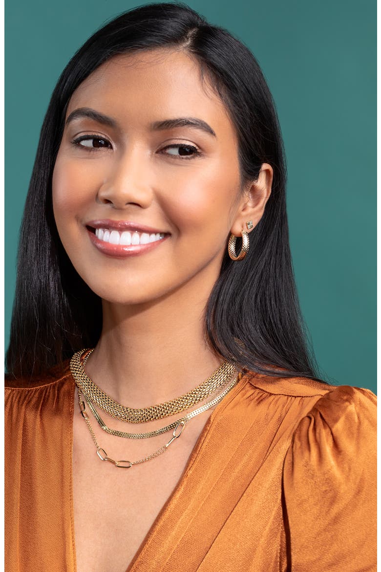 14K Gold Textured Hoop Earrings (Nordstrom Exclusive), Alternate, color, 14K YELLOW GOLD