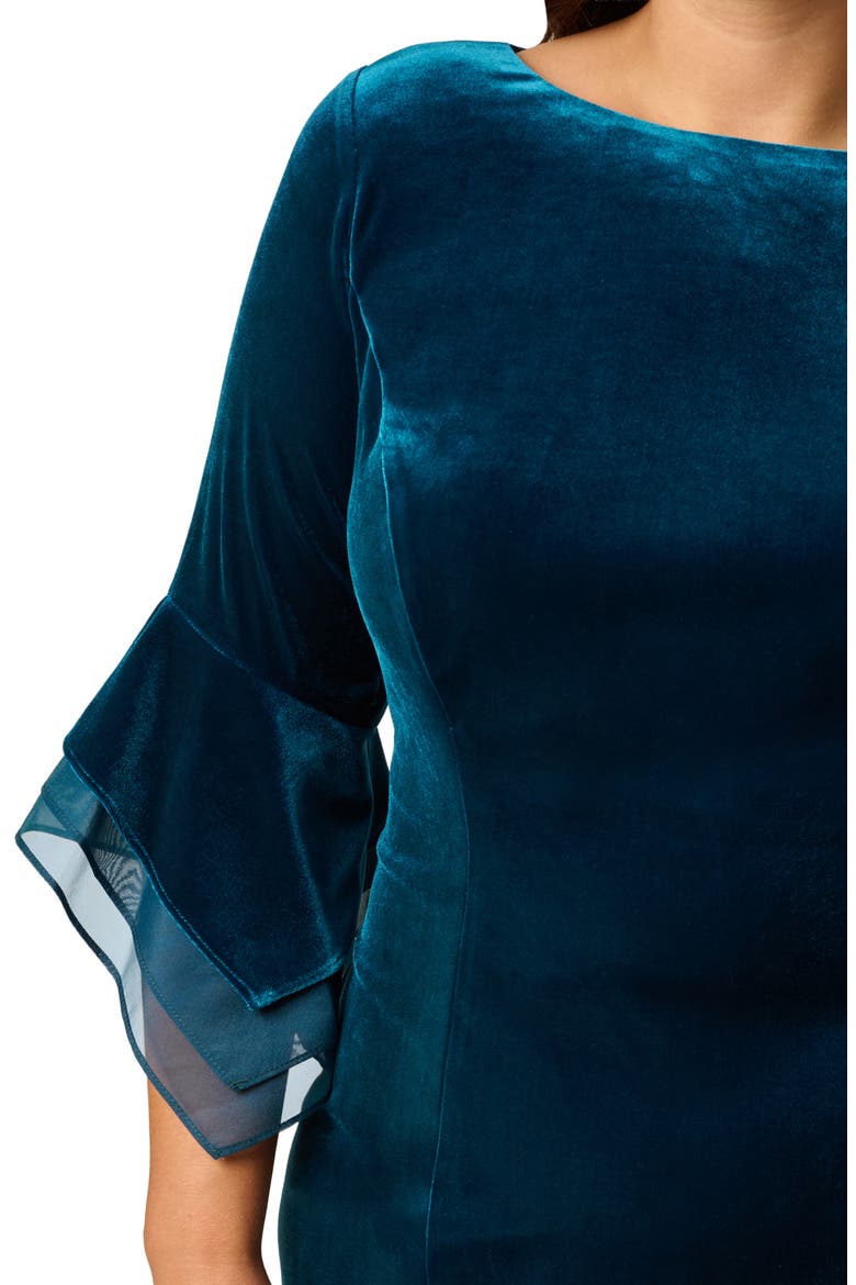 Velvet Bell Sleeve Cocktail Dress, Alternate, color, DARK TEAL