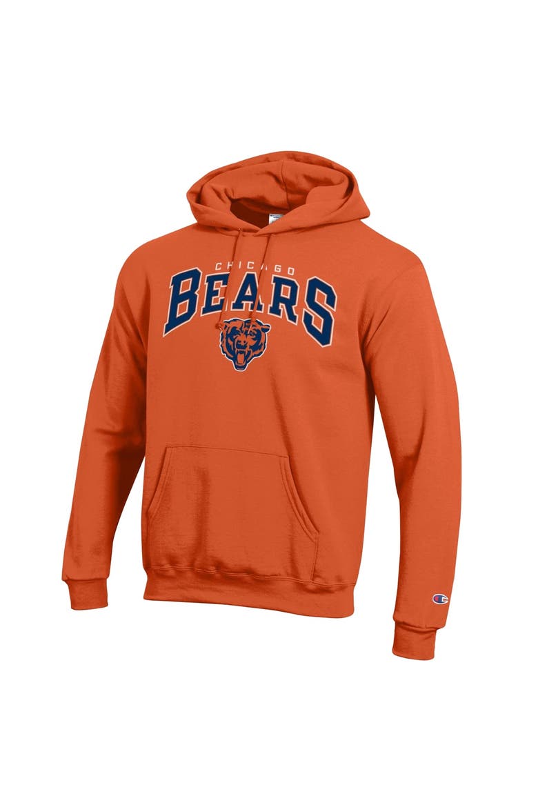 Men's Champion Orange Chicago Bears Powerblend Arch over Logo Hoodie, Alternate, color, Orange
