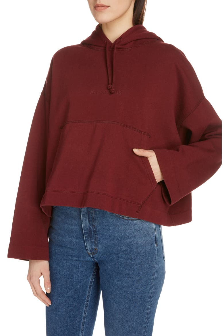 Joghy Embossed Logo Crop Hoodie, Alternate, color, CHOCOLATE BROWN
