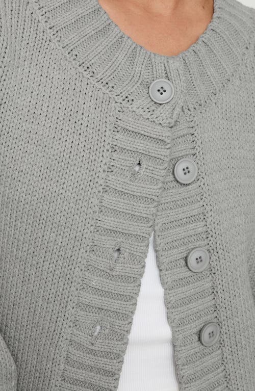 Princess Polly Edern Blouson Cotton Blend Cardigan In Grey