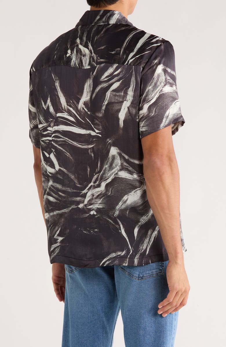 INDUSTRY REPUBLIC CLOTHING Abstract Print Camp Shirt, Alternate, color, Black And White