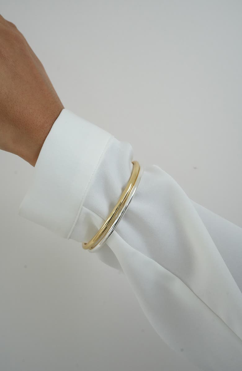 Argento Vivo Sterling Silver Two-Tone Bangle Set, Alternate, color, Gold/ Silver