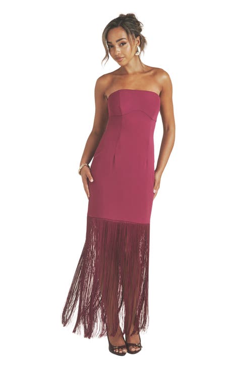 Fringe Bandeau Maxi Dress