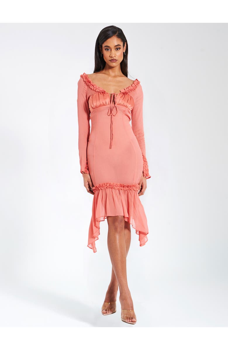 Miss Circle Fiorella Satin Rayon Midi Dress, Alternate, color, Rosy Mauve