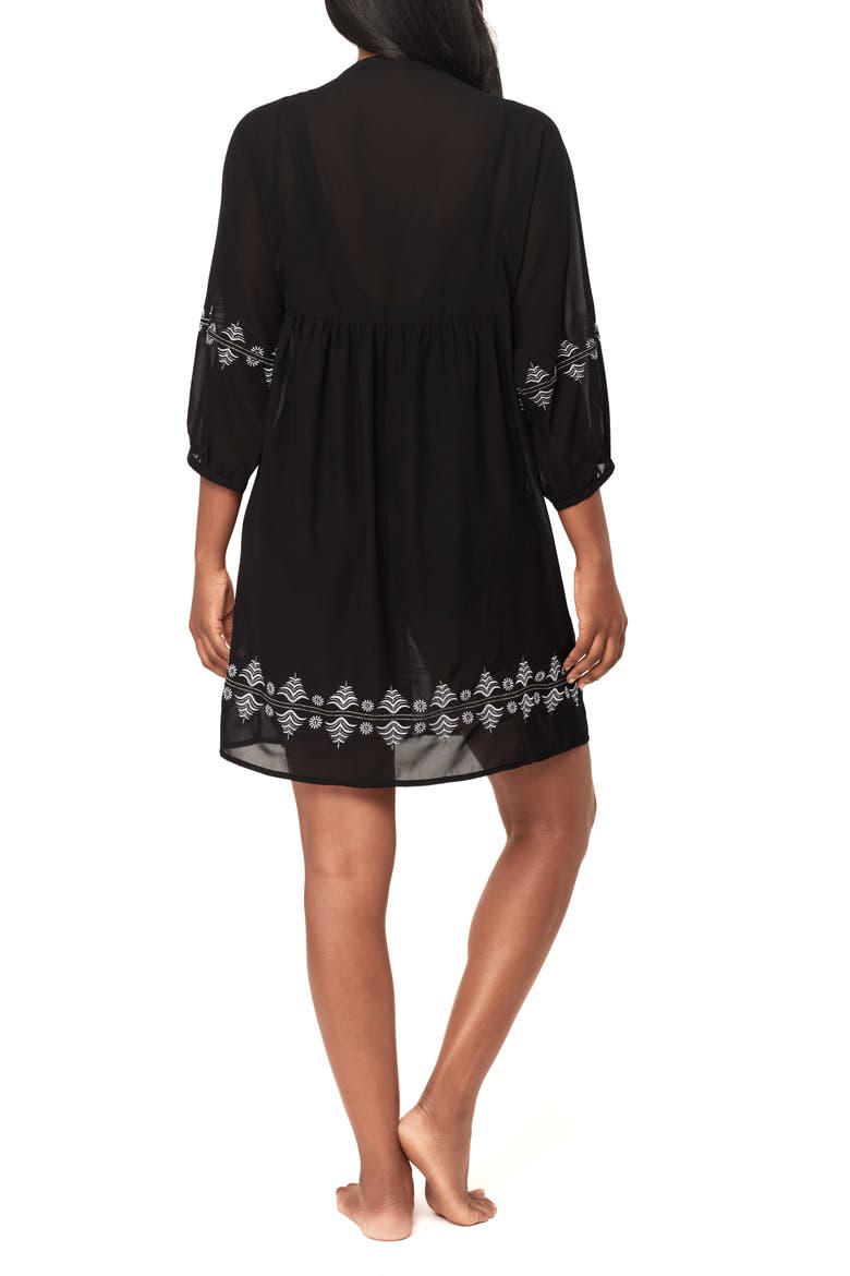 Embroidered Cover-Up Dress, Alternate, color, BLACK/ WHITE