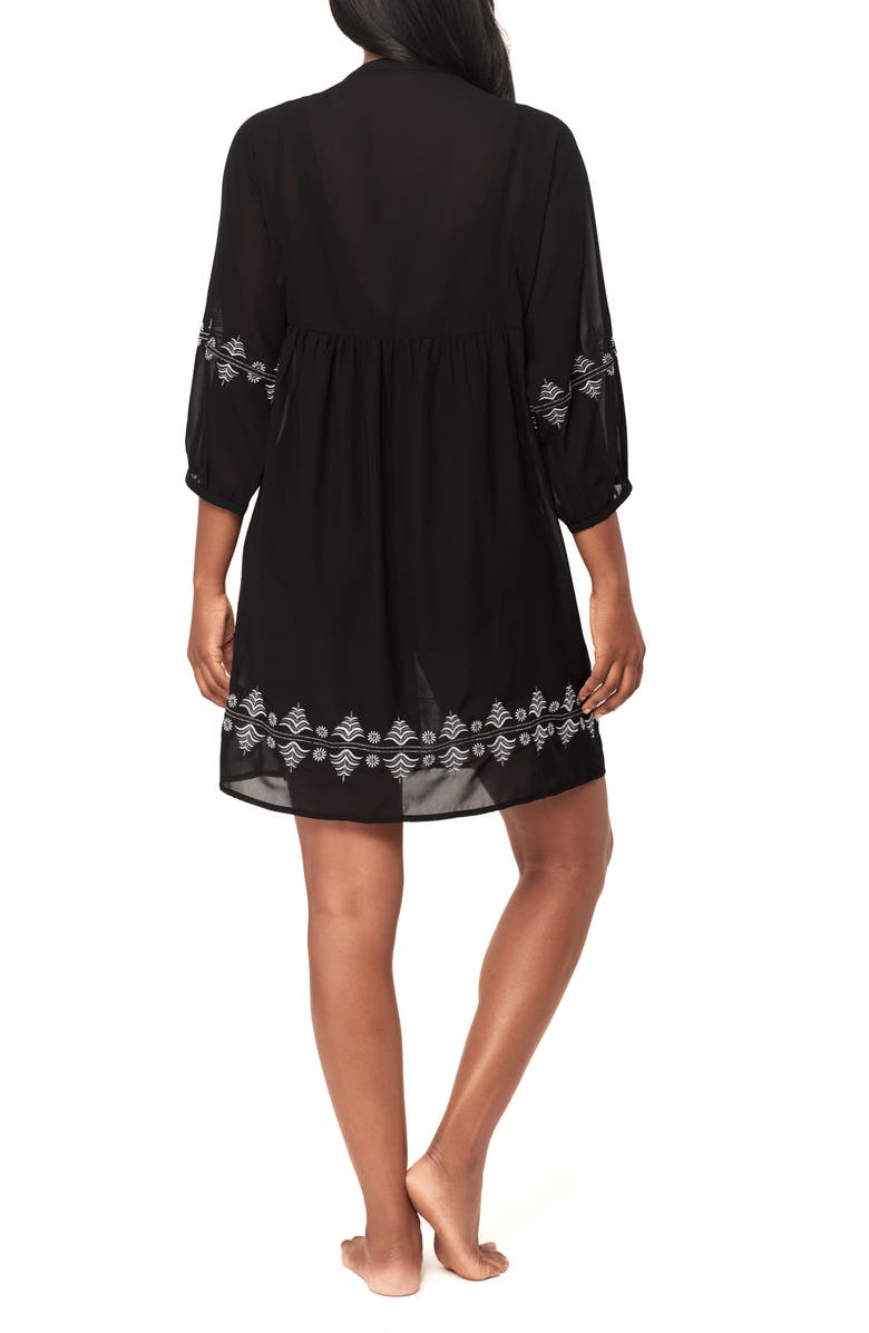 Miraclesuit<sup>®</sup> Embroidered Cover-Up Dress, Alternate, color, Black/ White