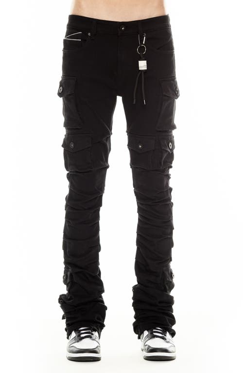 Cult of Individuality Hipster Nomad Stacked Bootcut Cargo Jeans in Double Black 