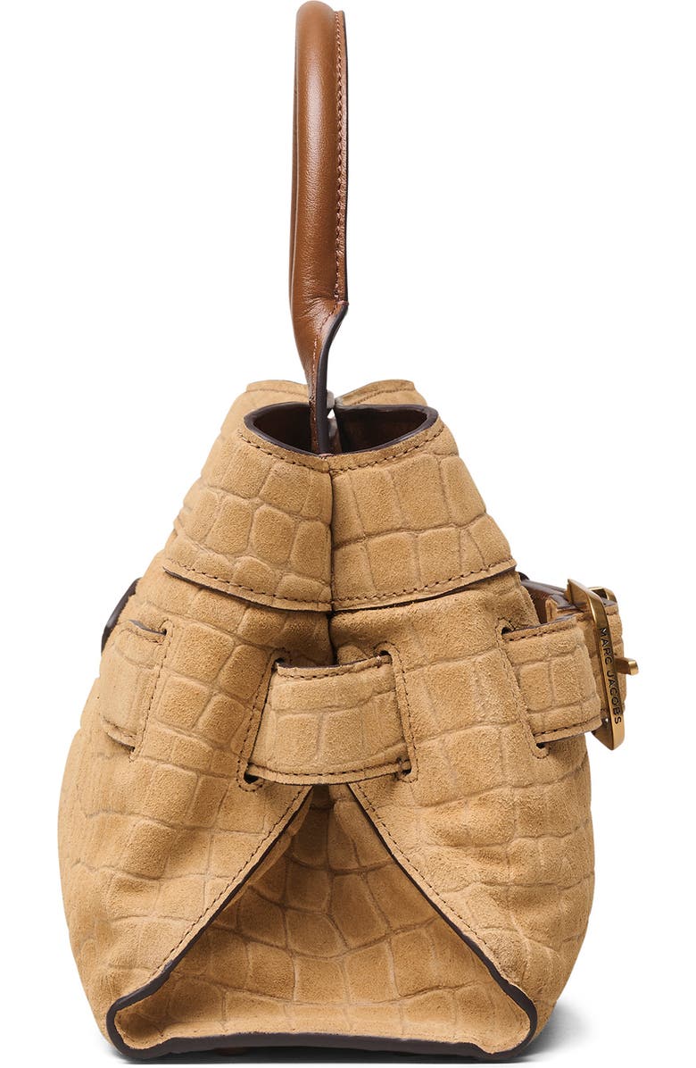 Marc Jacobs The Small Dakota Croc Embossed Suede Satchel, Alternate, color, Sahara