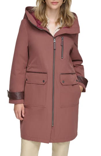 Andrew Marc Water Resistant Hooded Jacket In Fig