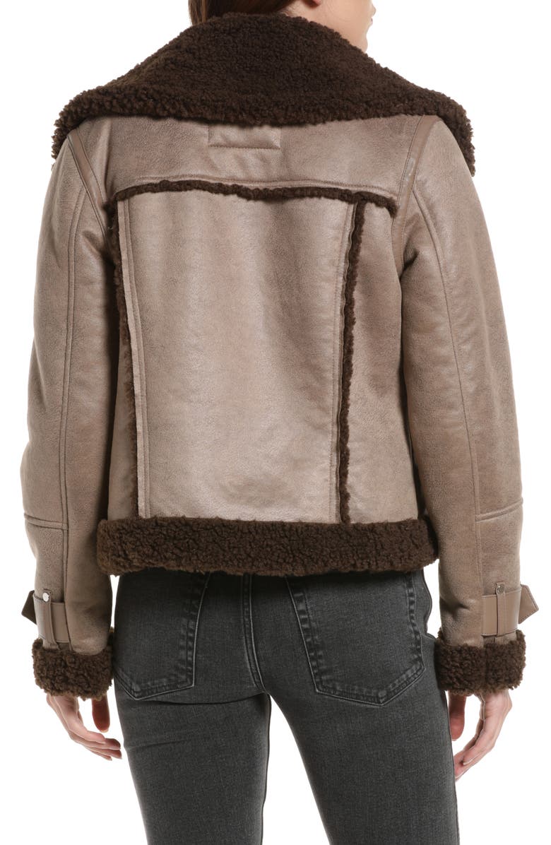 Sam Edelman Women's Fleece Trim Faux Leather Bomber Jacket, Alternate, color,
