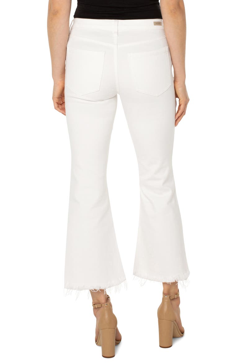 Hannah Curved Frayed Crop Flare Jeans, Alternate, color, BONE WHITE