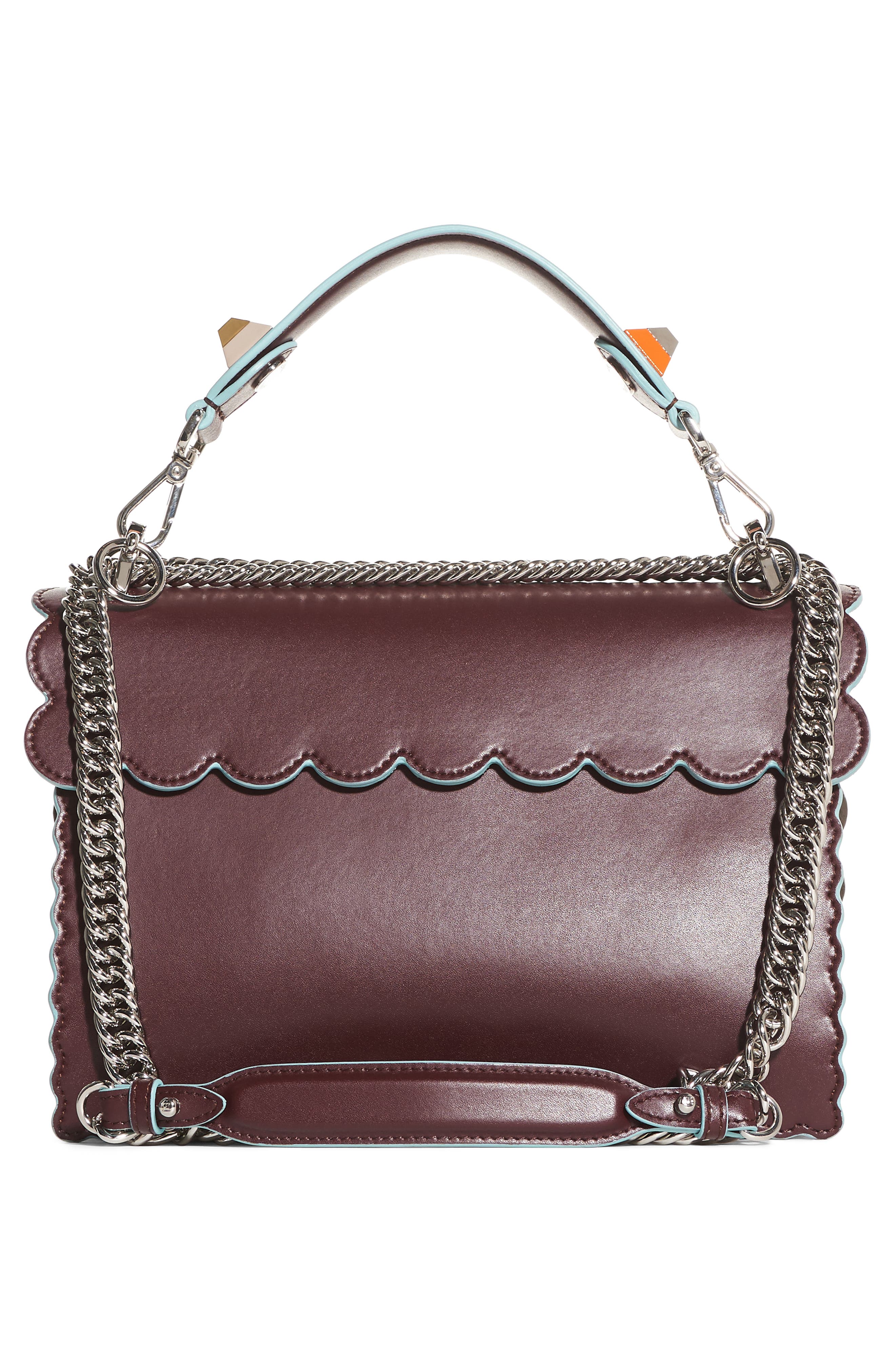 Kan I Scallop Leather Shoulder Bag, Alternate, color, BORDEAUX PALLADIUM