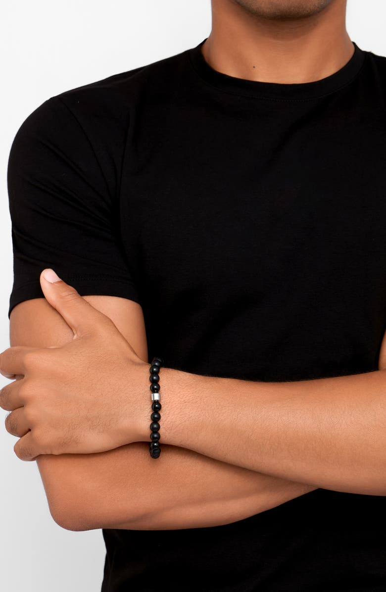 Adornia Onyx Beaded Bracelet, Alternate, color, Black