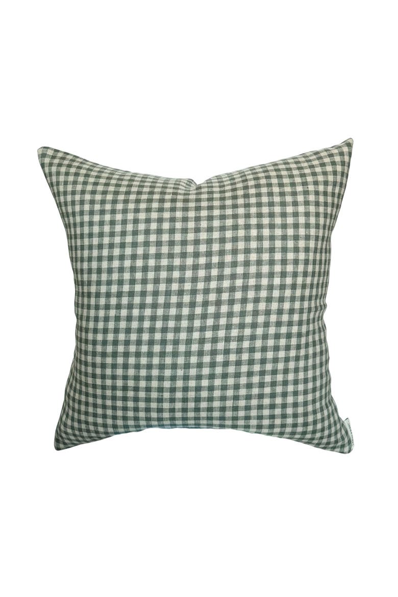 Quincy | Sage Green Linen Gingham Pillow Cover, Alternate, color, Vintage Sage Green
