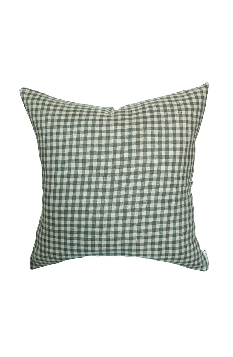 Linen & James Quincy | Sage Green Linen Gingham Pillow Cover, Alternate, color, Vintage Sage Green