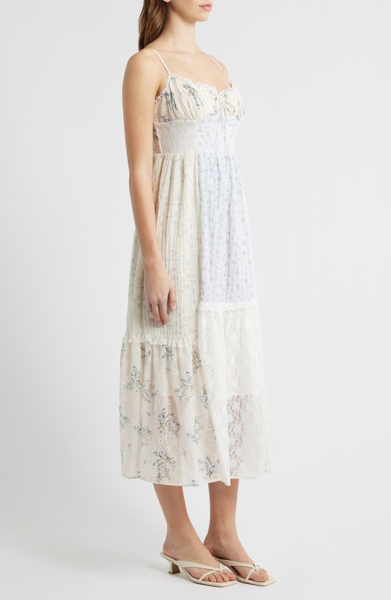 All in Favor Sweetheart Neck Patchwork Midi Dress, Alternate, color, Blue Patchwork