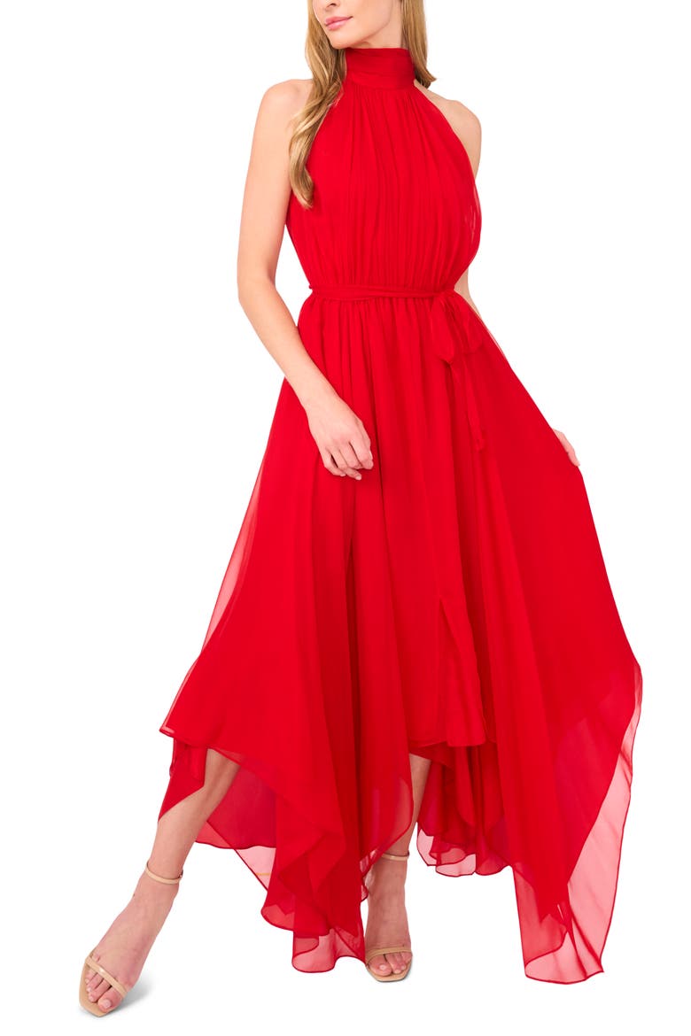 Handkerchief Hem Midi Dress, Main, color, SALSA