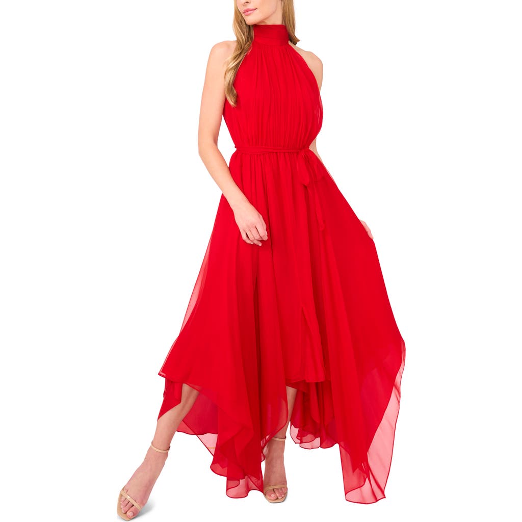 Ted Baker Halter Neck Handkerchief Hem Midi Dress In Red