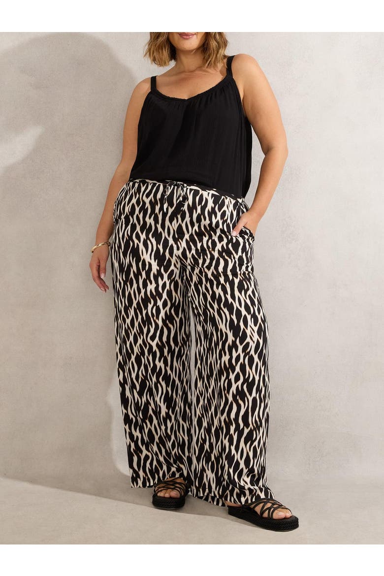 Drawstring Waist Wide Leg Pants, Main, color, Cream/Black