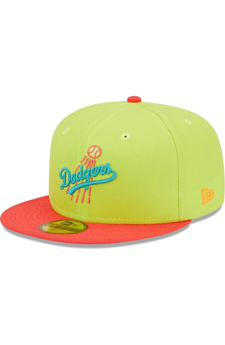 New Era Men's New Era Green/Red Los Angeles Dodgers Cyber Highlighter 59FIFTY Fitted Hat, Alternate, color, Green
