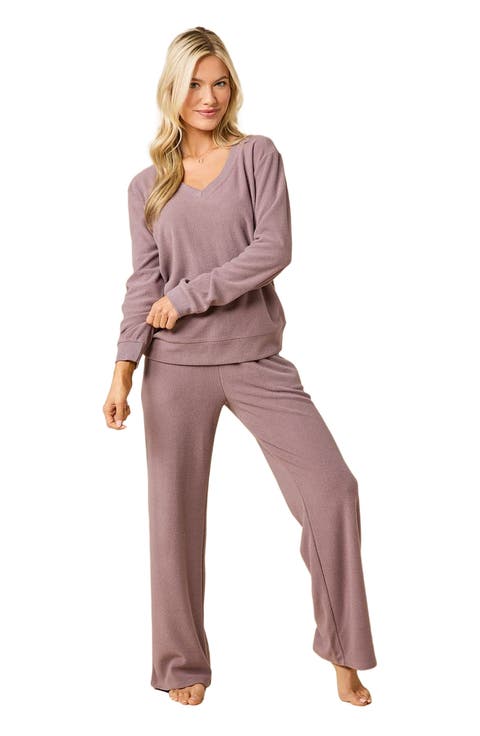 Vintage Velvet V-Neck with Wide Leg Pant