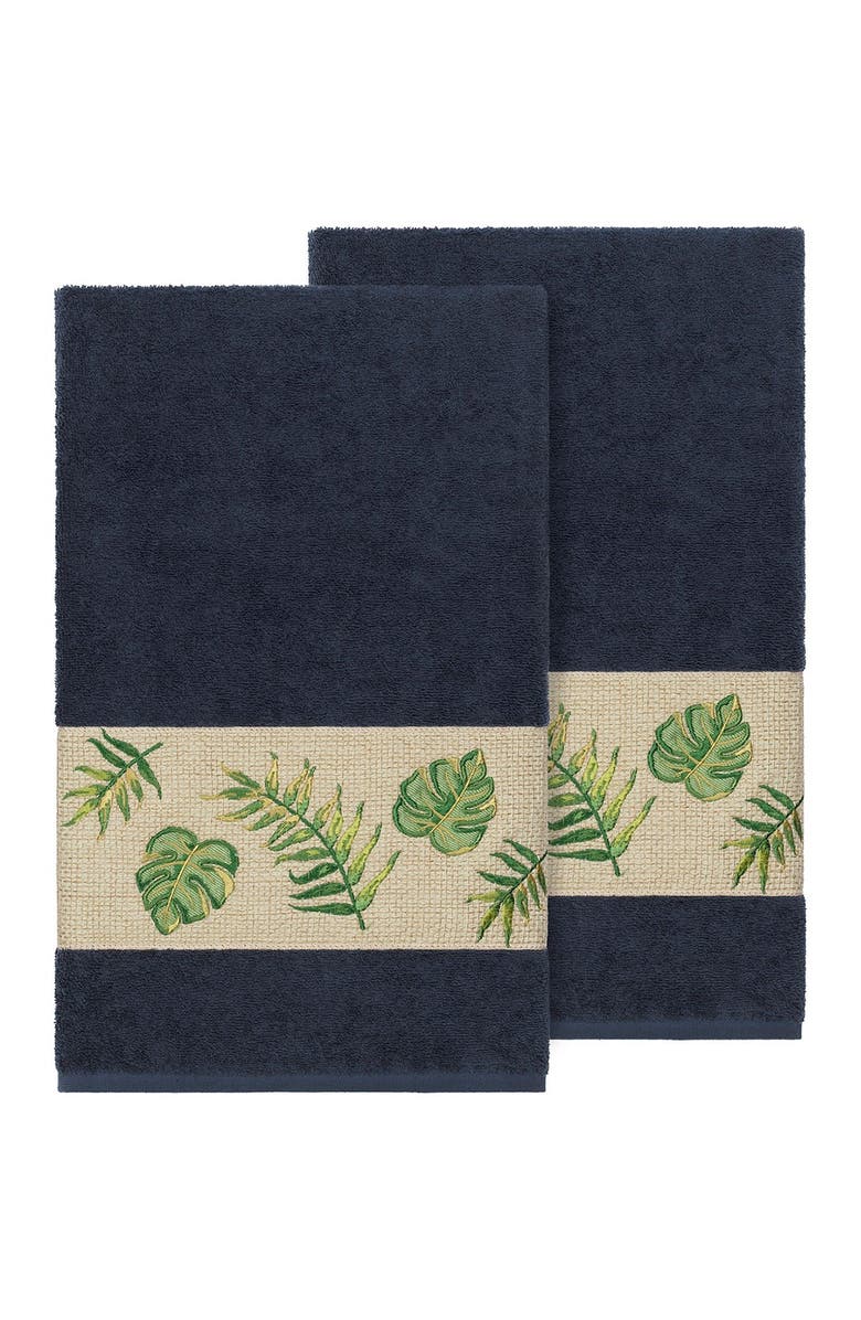 Linum Home Textiles Zoe Embellished Bath Towel - Set of 2 - Midnight Blue, Main, color, Midnight Blue