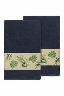 Linum Home Textiles Zoe Embellished Bath Towel - Set of 2 - Midnight Blue