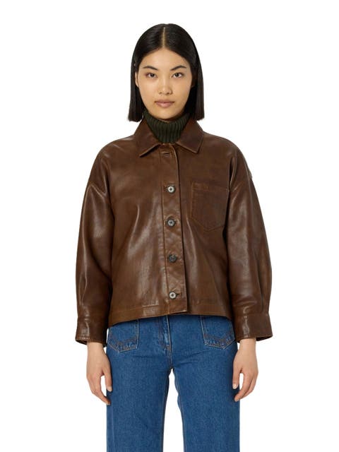 Nicole Leather Button Front Jacket