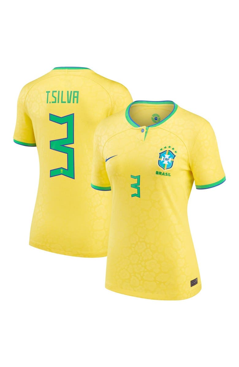 Nike Women's Nike Thiago Silva Yellow Brazil National Team 2022/23 Replica Home Jersey, Main, color, 