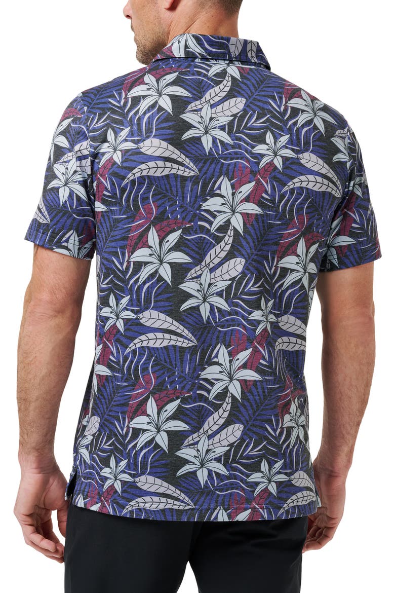 Featherweight Tropical Piqué Polo, Alternate, color, BLACK/ BLUE