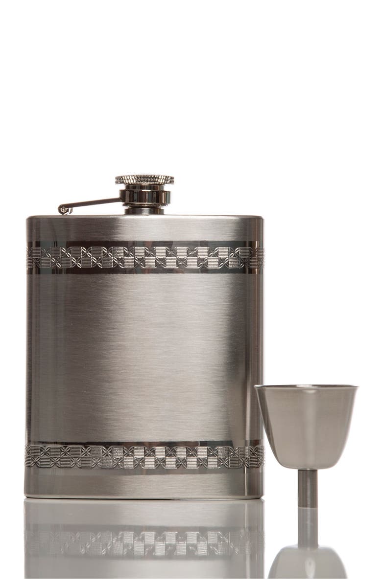 BROUK AND CO Silver Anchor 5oz Flask Set, Main, color, 