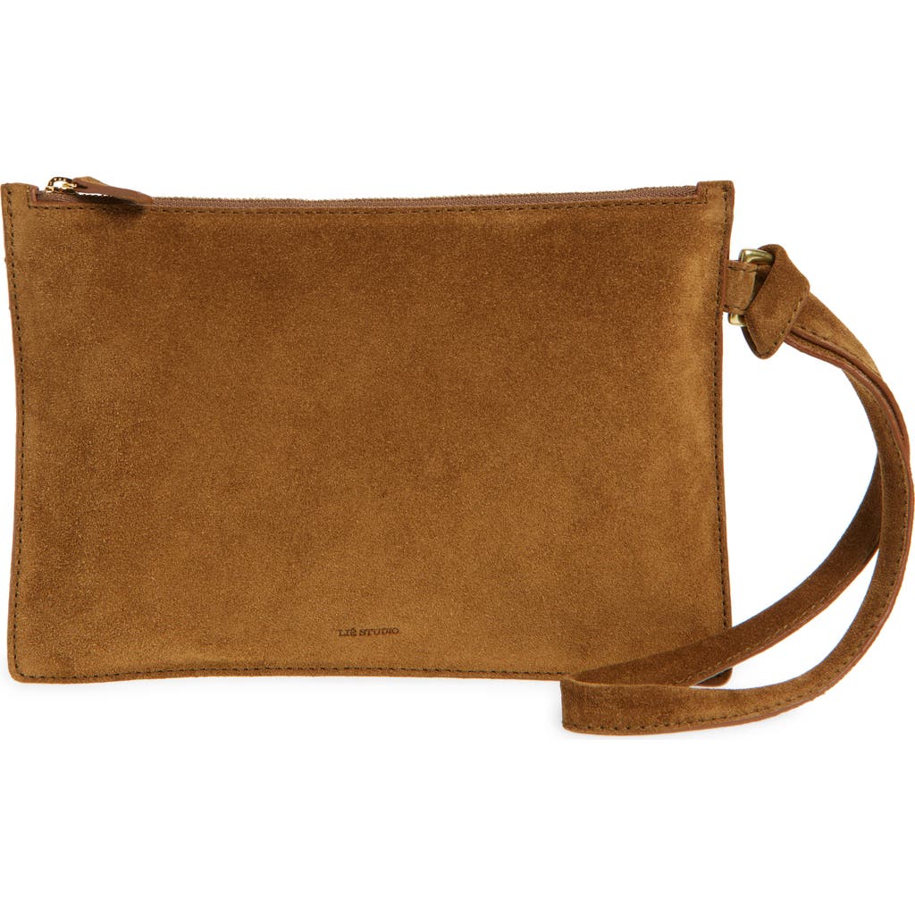 Lie Studio Lié Studio The Charlie Leather Clutch In Maple Brown Suede