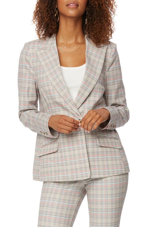 Modern Plaid Ponte Knit Blazer