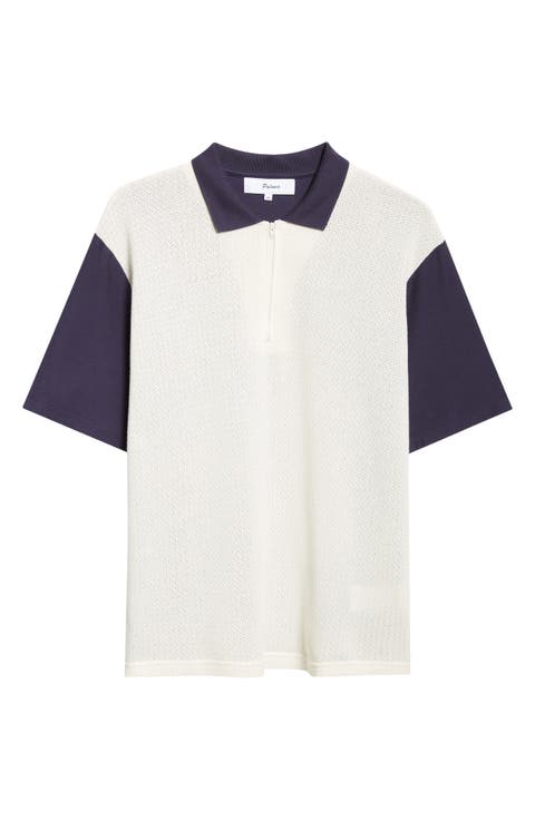 Colorblock Cotton Zip Polo